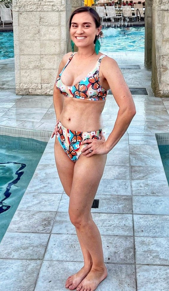 Rainbow Butterfly Recycled High waisted Bikini Etsy