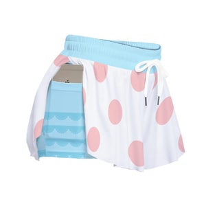 Sweet Shepherdess Butterfly Shorts – Pink Polka Dot & Blue Lace Double Layer Ruffle Shorts – Cottage