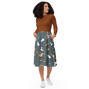 Christmas Nativity long sleeve midi dress