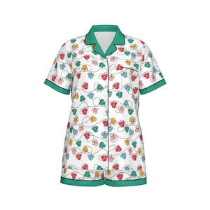 Merry Holiday Lights Women&#39;s Imitation Silk Pajama Set With Short Sleeves
