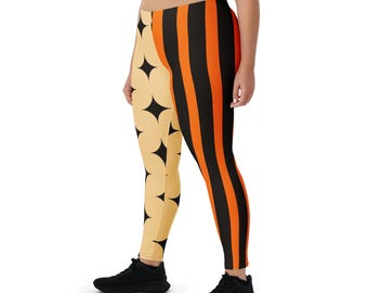 Vintage Halloween Leggings | Pumpkin Orange & Black Athletic Leggings