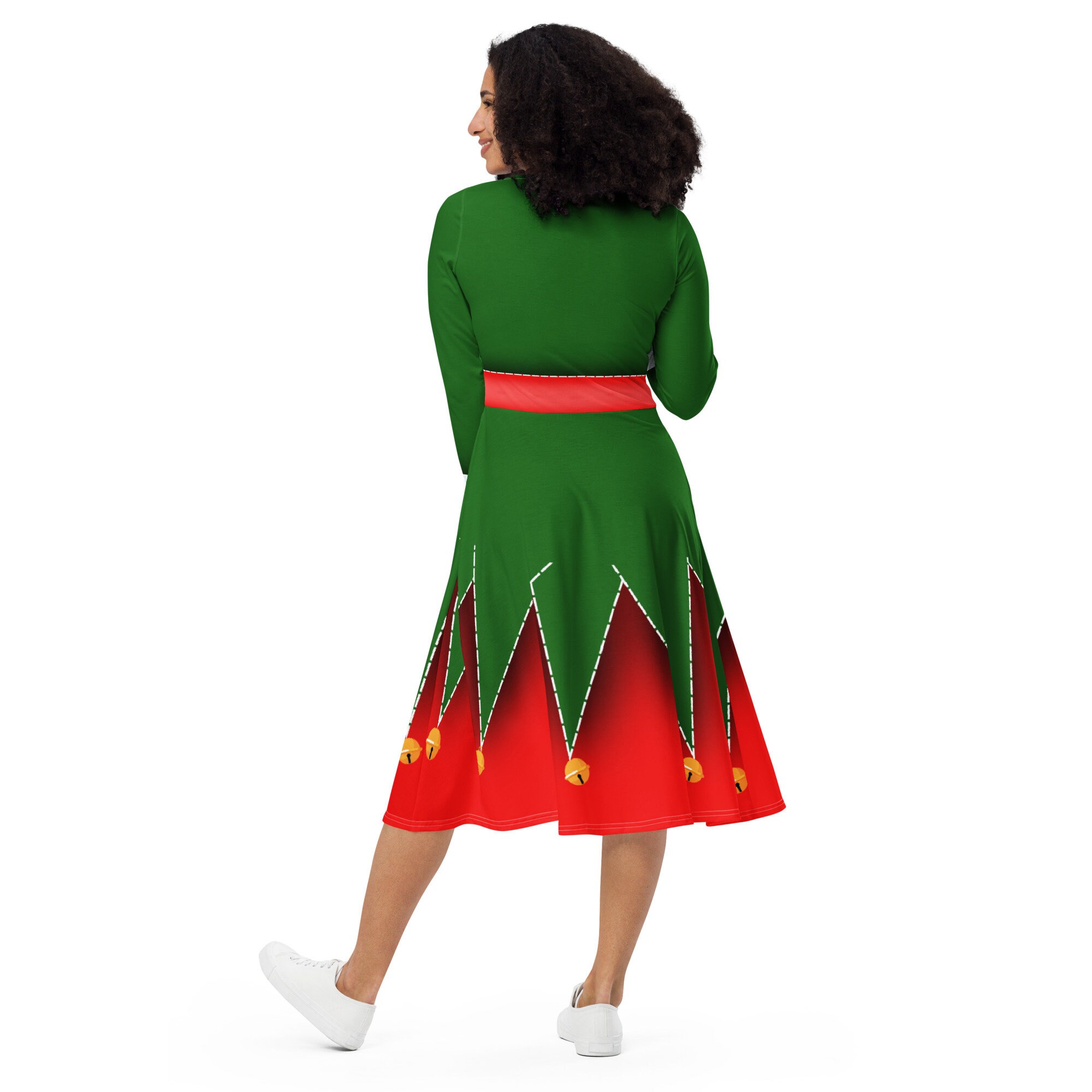 Christmas Elf Long Sleeve Midi Dress - Etsy