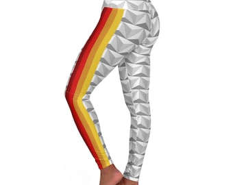 Vintage Spaceship Stripes Leggings de yoga de cintura alta- Traje de correr, Cosplay