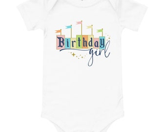 Vintage Birthday Girl Baby short sleeve one piece