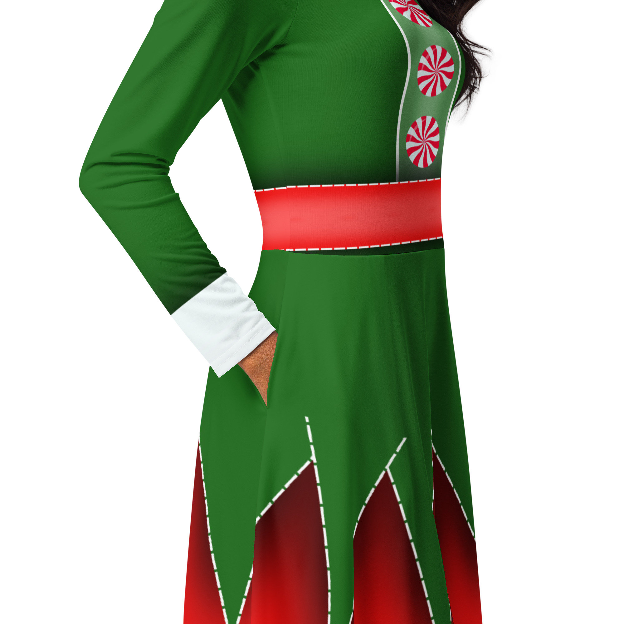 Christmas Elf Long Sleeve Midi Dress - Etsy