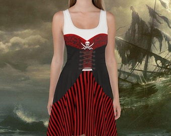 Ahoy Matey Skater Dress- Running Costume, Cosplay, Pirate Night