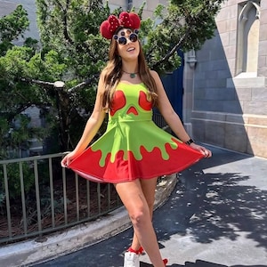poison green dress straight neck