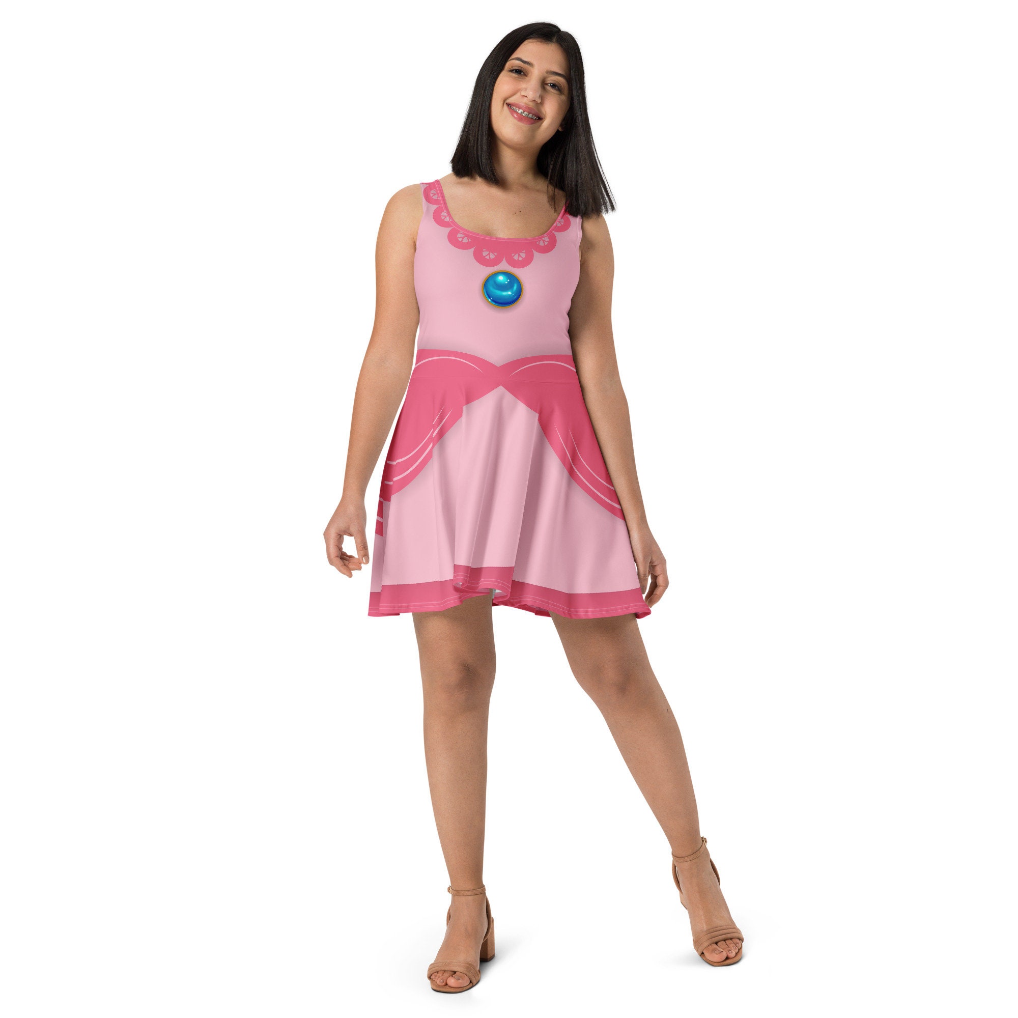 peach skater dress Peach Dress - Halter Dress - Skater Dress - Bridesmaid Dress