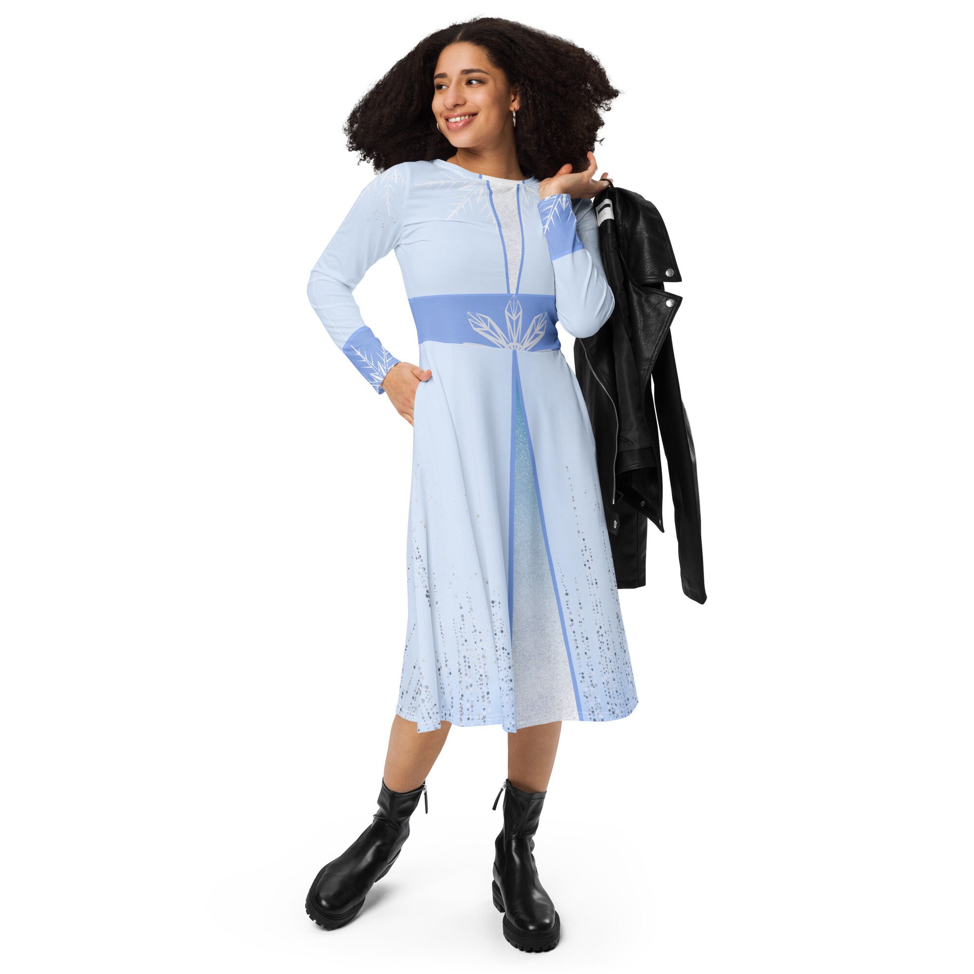 chinese dress ladies Elsa Frozen long sleeve midi dress main image 1