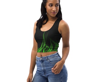 Green Flame Crop Top