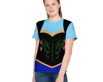 Anna Inspired Youth camiseta com gola redonda, blusa de princesa, fantasia, presentes para amantes congelados