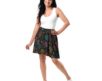 Rainbow Mouse Fireworks Skater Skirt