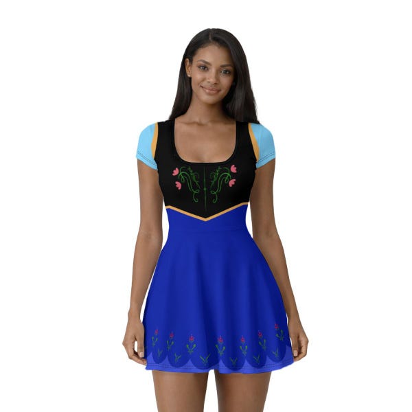 Anna Inspired Adult Dress with Built-In Shorts | Fairytale Adventure Outfit | Nordic Princess Style