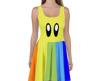 Video Game Rainbow Star Skater Dress