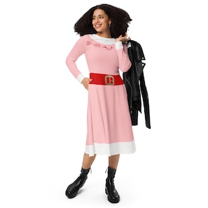 The Jovie Elf Christmas long sleeve midi dress- Ugly Sweater party, cosplay, holiday 5k style