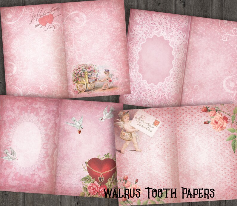 PINK VALENTINES Junk Journal Printable Kit, Instant Download, Digital ...