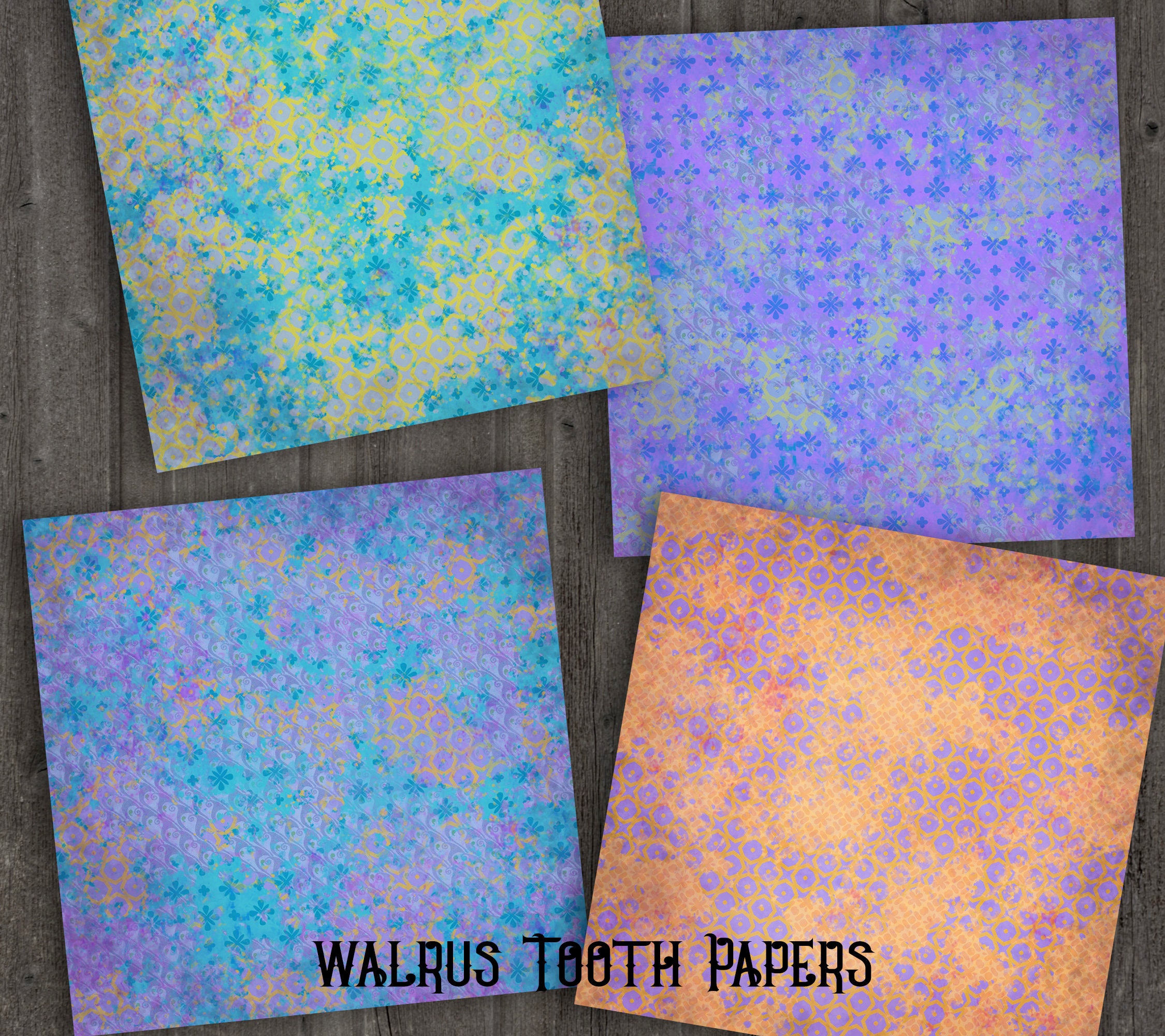 COLORFUL BOHO PATTERNED Printable Scrapbook Paper, 12" X 12" and 8.5" X ...