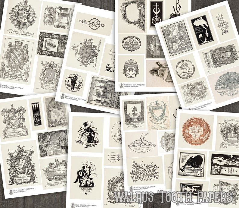 PRINTABLE VINTAGE BOOKPLATES, Instant Download, Digital Ephemera ...