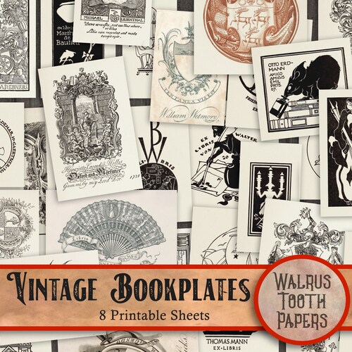 PRINTABLE VINTAGE BOOKPLATES Instant Download Digital - Etsy