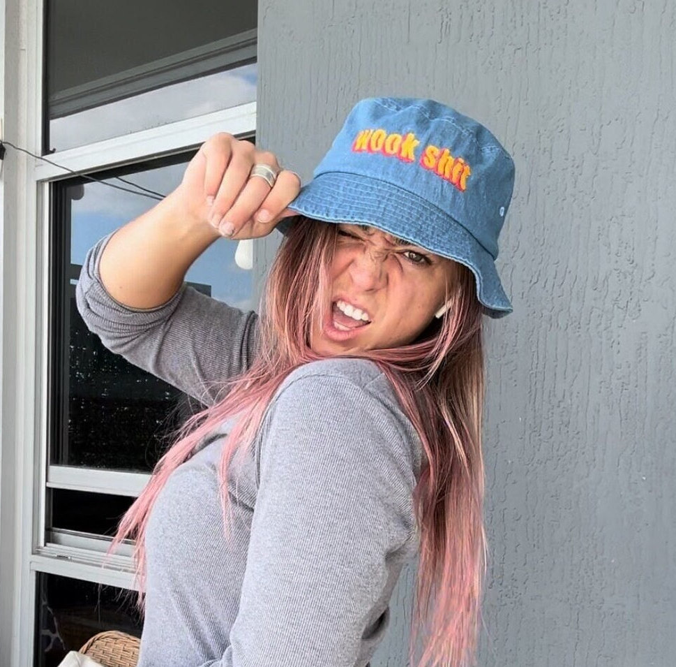 WOOK SH*T - Funny Denim Bucket Hat for Raves/festivals