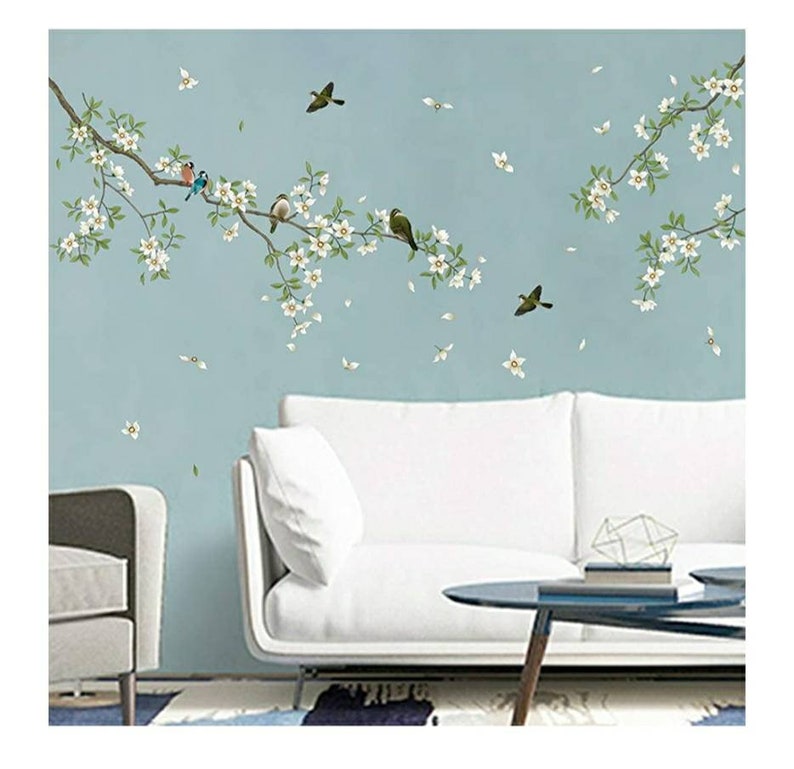 Birds on Tree Branch Wall Decals Blossom Flower Wall Stickers Etsy UK