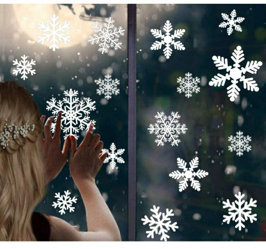 162 Reusable White Christmas Snowflake Window Stickers Self - Etsy