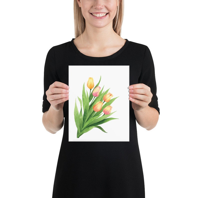 Wall Art Print Watercolor Painting Watercolor Flower Tulips