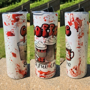 Coffee and True Crime Tumbler, true crime tumbler, blood splatter, crime, true crime junkie, crime tumbler, coffee tumbler