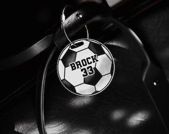 Soccer Custom Bag Tag, Youth Sport, Soccer Bag, aluminum bag tag, waterproof, Personalized