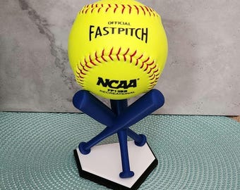 3D Printed Softball Holder Stand | 4" Display Stand | Softball Trophy Display | Ball Holder | Sports Room Decor | Gift for Softball Player