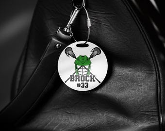lacrosse Custom Bag Tag, Youth Sport, lacrosse Bag, aluminum bag tag, waterproof, Personalized