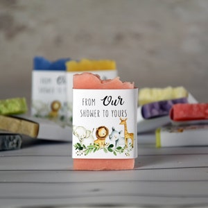 Bomboniere sapone doccia baby giungla Bomboniere sapone safari personalizzati animali giungla Safari baby shower Bomboniere sapone baby shower safari tropicale