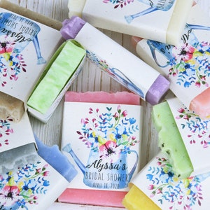 Personalized watering can soap shower favors Watering can floral favors Rustic shower favor Garden flower wedding shower favor Bridal shower