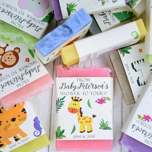 Safari baby shower soap favors Custom jungle soap favors Safari animal soap shower favors Zoo baby shower Jungle baby shower Safari favors