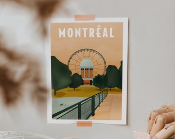 Illustration de La Grande Roue de Montréal, affiche en 4 formats différents, impression d&#39;art