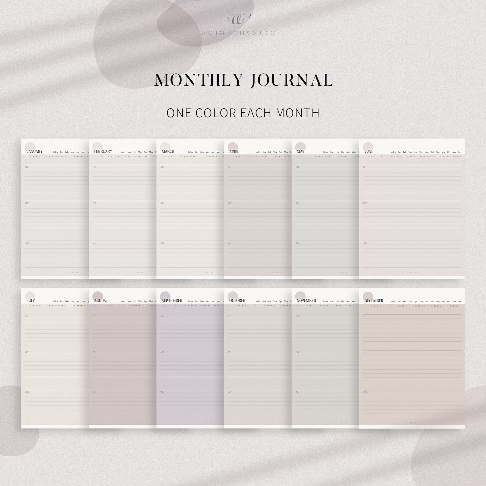 Digital 3 Year Diary 2021-2023 Digital Yearly Monthly | Etsy
