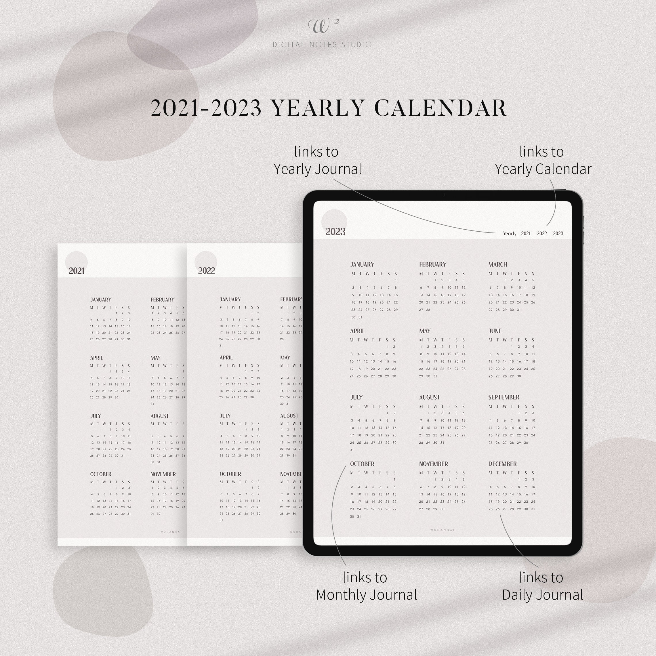 Digital 3 Year Diary 2021-2023 Digital Yearly Monthly | Etsy UK