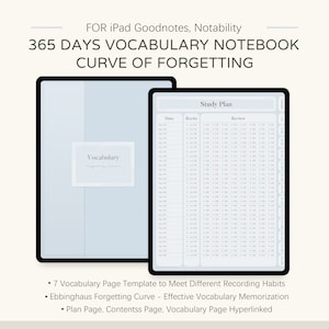 365 Days Language Learning Digital Planner, Hyperlinked Study Notebook, Goodnotes, Samsung Notes Ipad Language Planner, Vocabulary Workbook