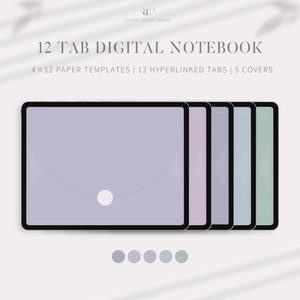 Lavender Digital Notebook: 12-Tab Hyperlinked PDF (Landscape)