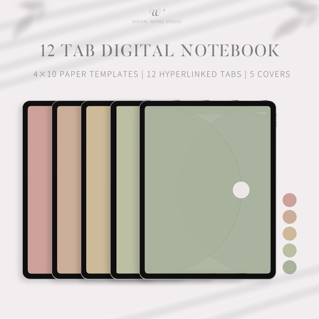 Tabbed Notebook.pdf Hyperlinked Digital Notebook: 12 Tabs, 5 Covers (PDF) - Etsy