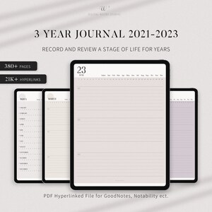 Digital 3 Year Journal 2021-2023: Porträttplanerare för Goodnotes, Notability (PDF)