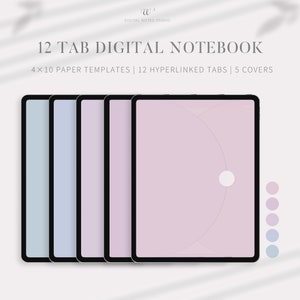 Carnet numérique avec lien hypertexte : 12 onglets, marque Goodnotes (PDF)