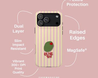 Funda MagSafe Olive You para teléfono, resistente a impactos y con acabado brillante