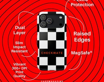 MagSafe Checkered Checkmate Phone Case Tough Impact-Resistant Glossy Finish