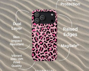 MagSafe Fuchsia Leo Pattern Phone Case Tough Impact-Resistant Glossy Finish