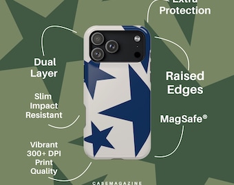 MagSafe Navy Star Phone Case Tough Impact-Resistant Glossy Finish