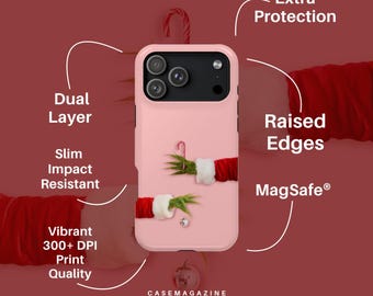 MagSafe Christmas Grinch Phone Case Tough Impact-Resistant Glossy Finish