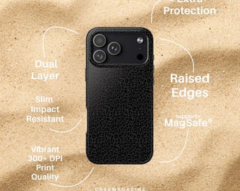 Black Leopard Pattern Phone Case Tough Impact-Resistant Glossy Finish