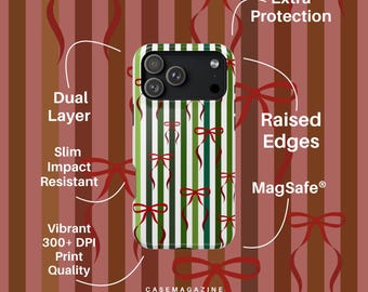 MagSafe Christmas Bow Tie Phone Case Tough Impact-Resistant Glossy Finish