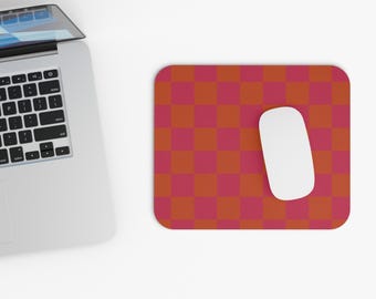 Mouse Pad Rectangular Checkered Pink-Orange